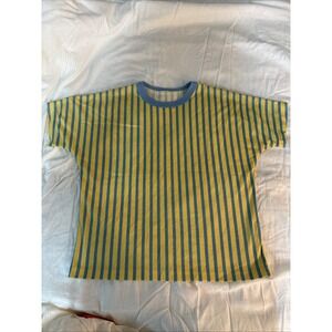 Vintage 70s-80s Eva Striped Shirt Size 9/10 Made in USA Single Stitching Retro T